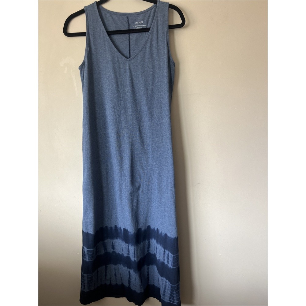 J Jill Pure Jill PJ Tie-Dyed Maxi Dress XS Blue Sleeveless 100% Cotton Lagenlook